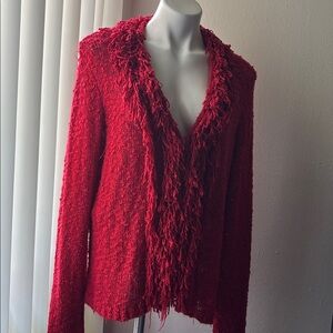 Cato Red Fringed Women's Cardigan